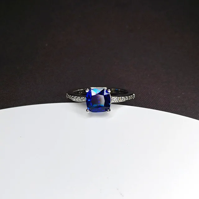 European And American Four Prong Sapphire Moissanite Diamond Ring Blue - Shop at LoveMi