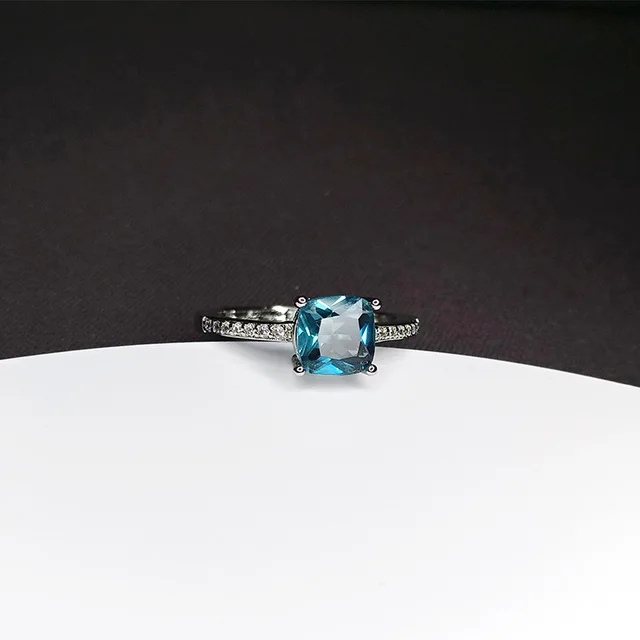 European And American Four Prong Sapphire Moissanite Diamond Ring Dark Blue - Shop at LoveMi