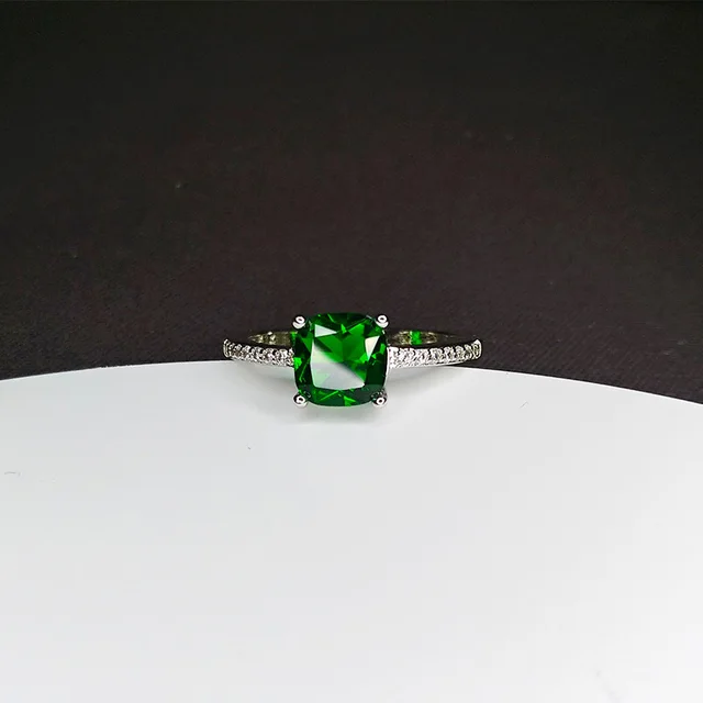 European And American Four Prong Sapphire Moissanite Diamond Ring Green - Shop at LoveMi