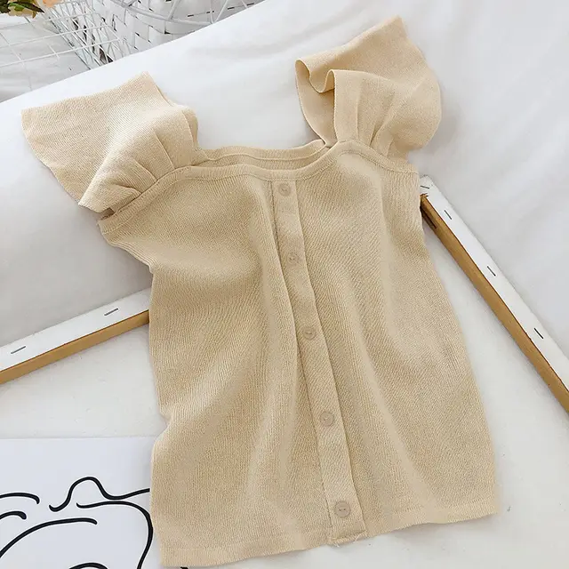 Lapel Exposed Clavicle Single breasted Knitted Vest Net Suspenders Apricot - Shop at LoveMi