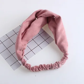 Cross Elastic Headband Knitted Suede Headband Ladies Hair Accessories - Pink
