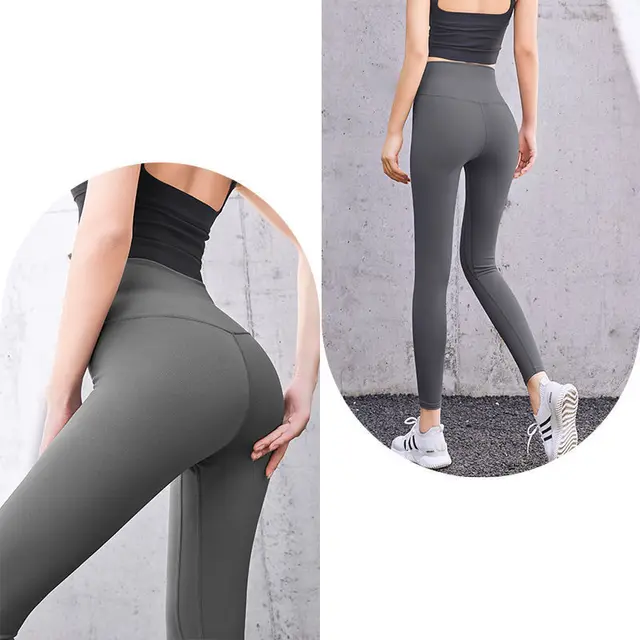 High waist 9 point Pants Yoga Sports Fitness Running Pants Sea Rock Grey - Shop at LoveMi