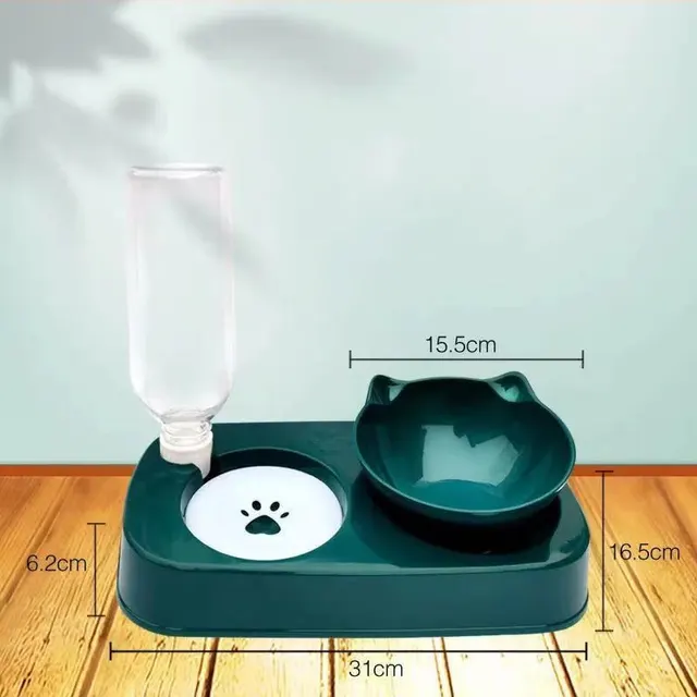 Anti Overturning Large Capacity Automatic Water Storage Cat Rice Bowl Medium Green - Shop at LoveMi