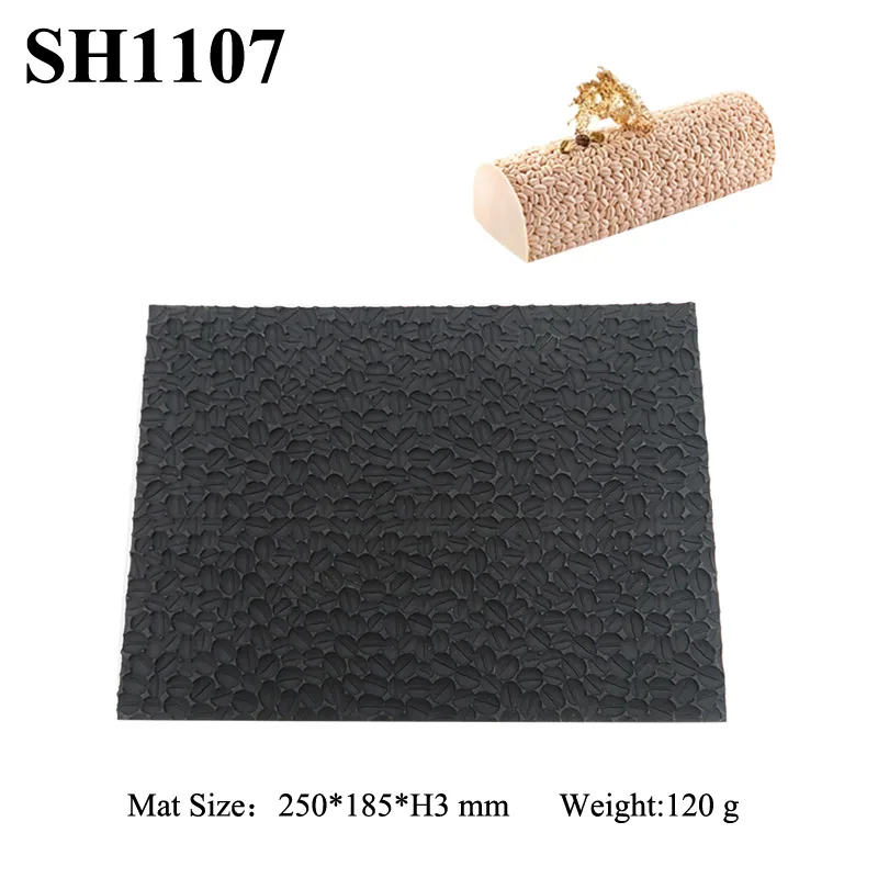 Mousse Roll Silicone Cake Mould Woven Heart-shaped Wood Grain Coffee Rhombus Mat Mould - Coffee Bean Texture Mat