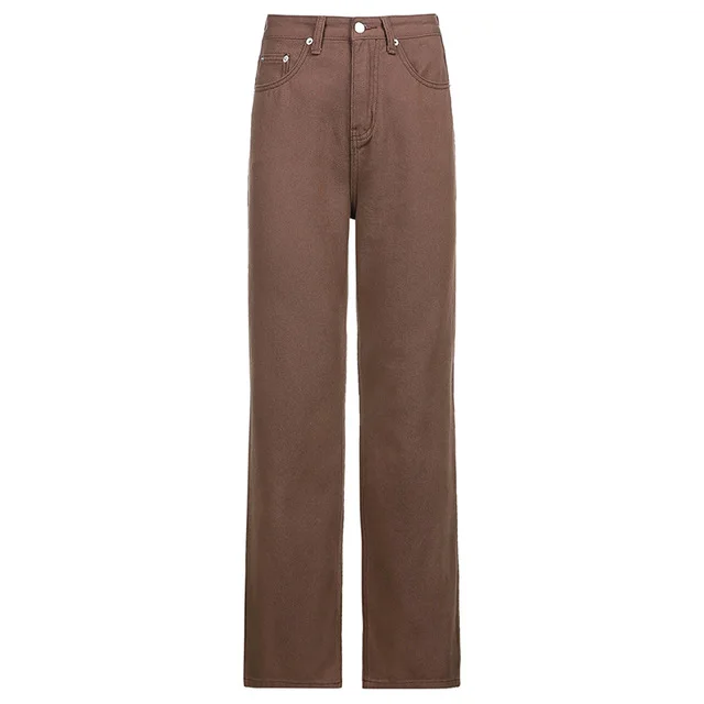 Rapcopter Wide Jeans Baggy Pockets Zipper Cargo Pants Y2K Ae Dark Brown - Shop at LoveMi