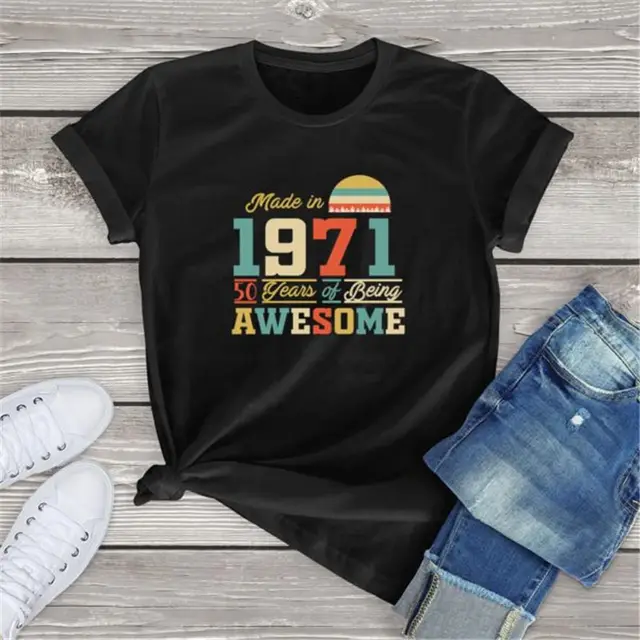 Flower Figure Round Neck Cotton Top Summer Short sleeved T shirt Black - Shop at LoveMi