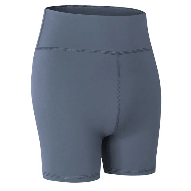 New Nude Yoga Shorts Camouflage Print Stretch Tight Running Sports Fitness Shorts Medium Gray Blue - Shop at LoveMi