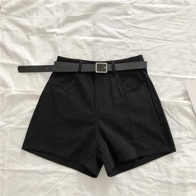 Split Wide Leg Casual Pants Women Summer New Solid Color High Waist Shorts Black - Shop at LoveMi