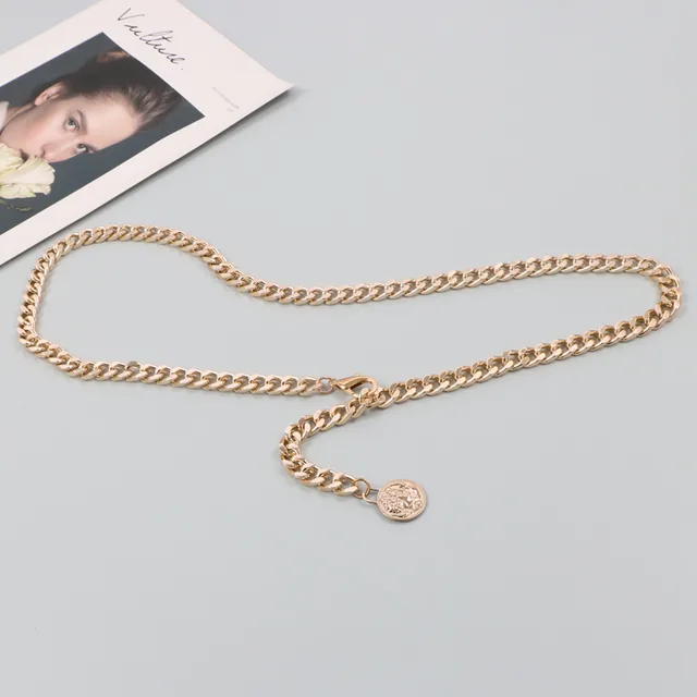 Simple Metal Belt Decorated Dress Sweater Chain Gold - Shop at LoveMi
