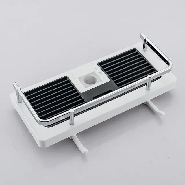 Shower Rod Racks Bathroom Lift Rod Bracket Tray Punch Free Toilet Shower Storage Hanging Basket White - Shop at LoveMi