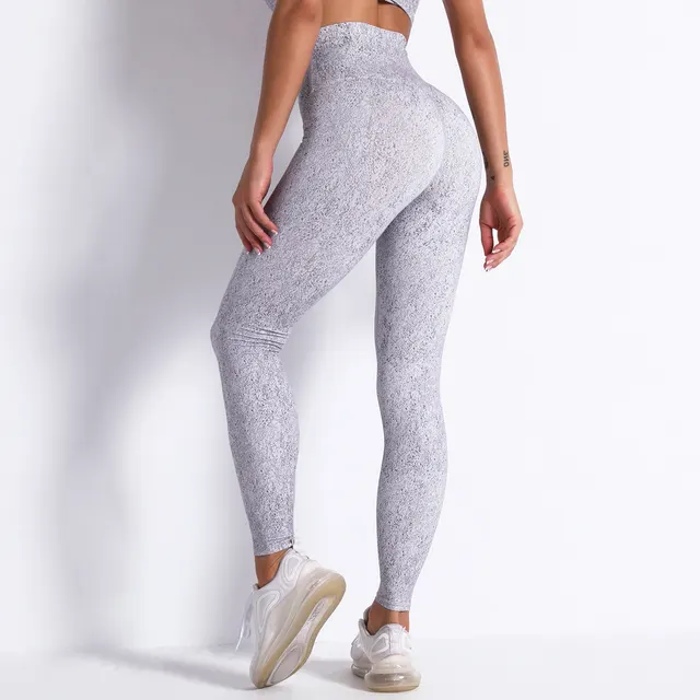 Sexy Buttocks Printed Breathable Moisture Wicking Yoga Pants Women's Sports Running Fitness Pants Grey - Shop at LoveMi