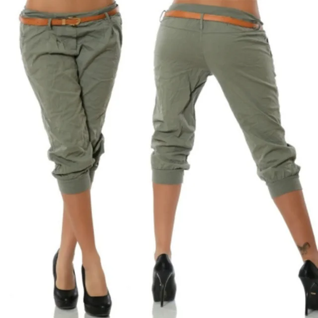 Women's Casual Cropped Pants Green - Shop at LoveMi