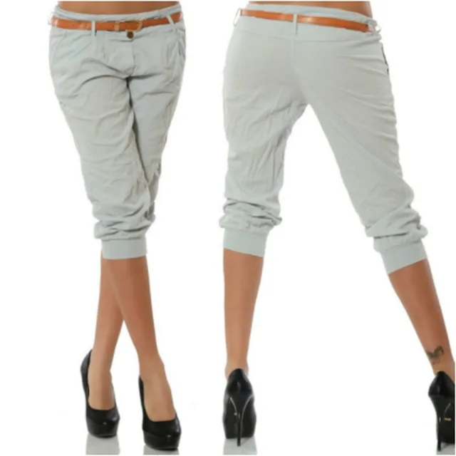 Women's Casual Cropped Pants Grey - Shop at LoveMi