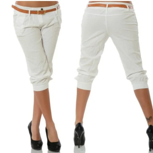 Women's Casual Cropped Pants White - Shop at LoveMi