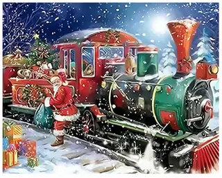 Christmas Train - DIY Painting By Numbers Kit - White