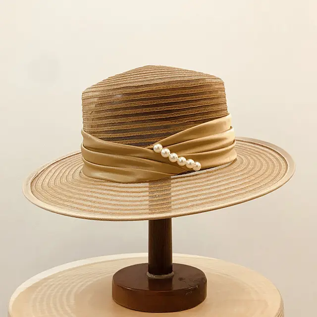 Sunscreen Beach Fashion Hat Flat Brim Straw Hat Khaki - Shop at LoveMi