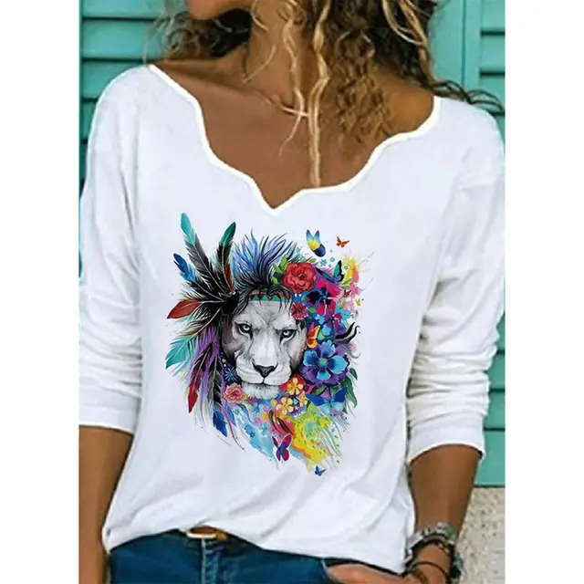 Printed T shirt Fashion Casual Plus Size Top 12 Style - Shop at LoveMi