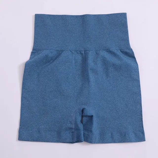 Solid High Waist Yoga Sport Shorts Women Gym Fitness Push Up Dark Blue - Shop at LoveMi