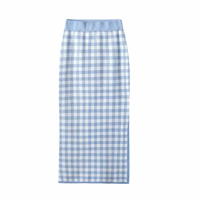 Design Top High Waist Pencil Skirt Blue Skirt - Shop at LoveMi