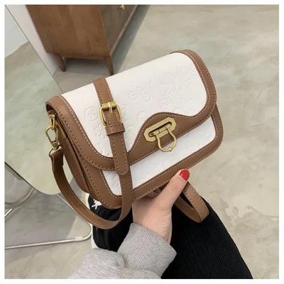 Fashion Contrast Color Single Shoulder Messenger Bag Mini Texture Small Square Bag Brown - Shop at LoveMi
