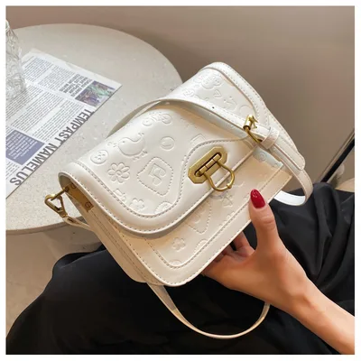 Fashion Contrast Color Single Shoulder Messenger Bag Mini Texture Small Square Bag White - Shop at LoveMi