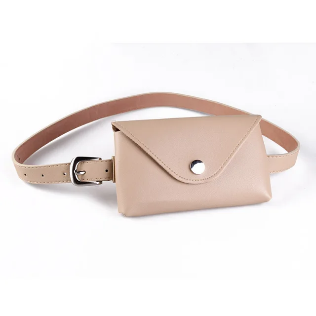 Simple Waist Bag Belt Type Mobile Phone Coin Purse Bag Ladies Korean Version Of The New Belt Decoration Khaki - Shop at LoveMi