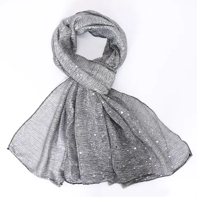 Sequins All Mtch Scarf Monochrome Fashion Gold And Silver Long Scarf Women Grey - Shop at LoveMi