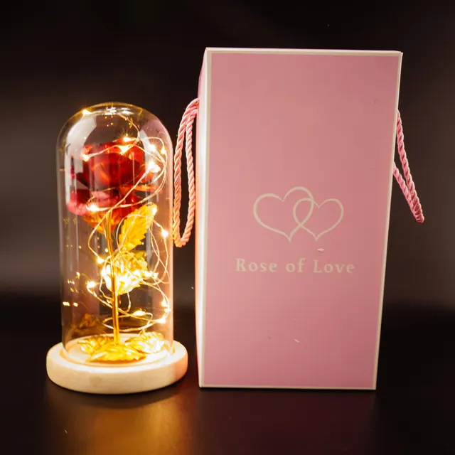 Preserved Flower Glass Cover Gold Foil Rose Flower Mothers Day Valentines Day Birthday Gift Gift Decoration Cross Border 10 Style - Shop at LoveMi