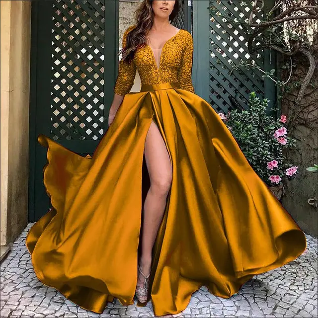 Sexy Long Dress With Hot Stamping Orange - Shop at LoveMi