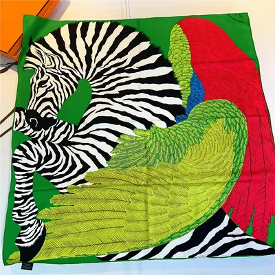 Spring And Autumn Thin Square Scarf Zebra Green - Shop at LoveMi