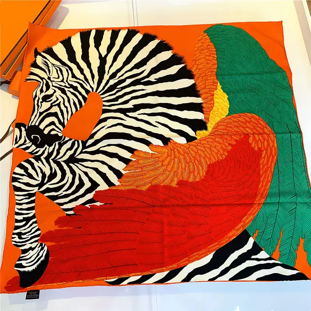 Spring And Autumn Thin Square Scarf Zebra Red - Shop at LoveMi