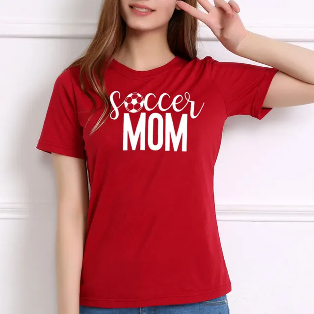 Soccer Mom T shirt Women Soccer Football Print Game Day Sports Tshirt Red - Shop at LoveMi