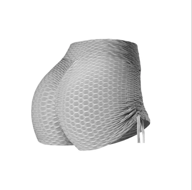 Peach Hip Bubble Fitness Su Dry Exercise Hip Lift Tight Yoga Shorts Hot Pants Drawstring Gray - Shop at LoveMi