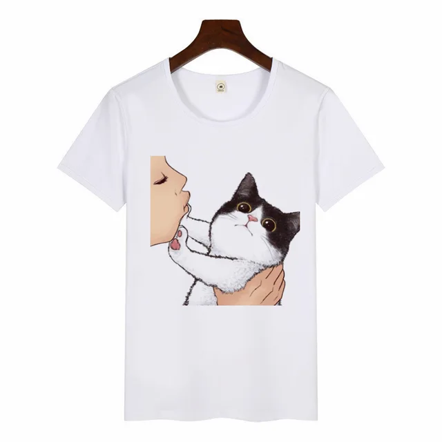 Cute Cat Creative Expression Print Female T shirt - Shop at LoveMi