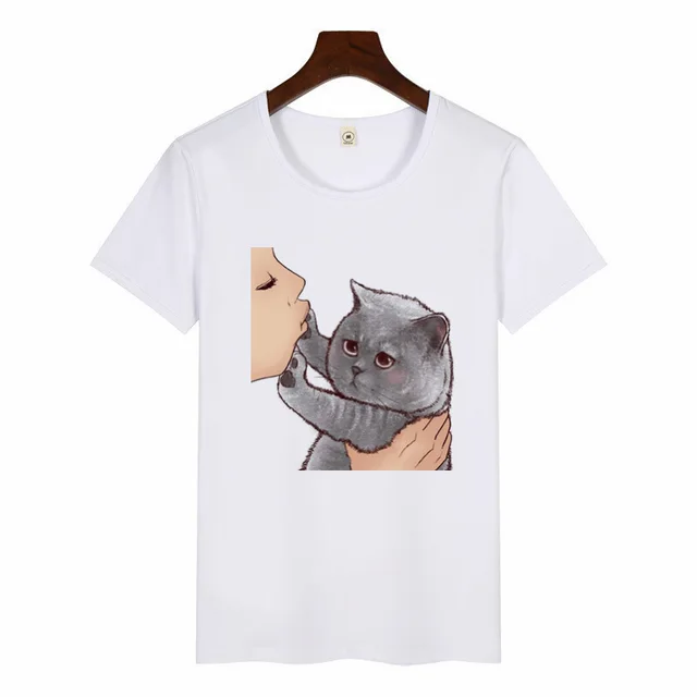 Cute Cat Creative Expression Print Female T shirt - Shop at LoveMi