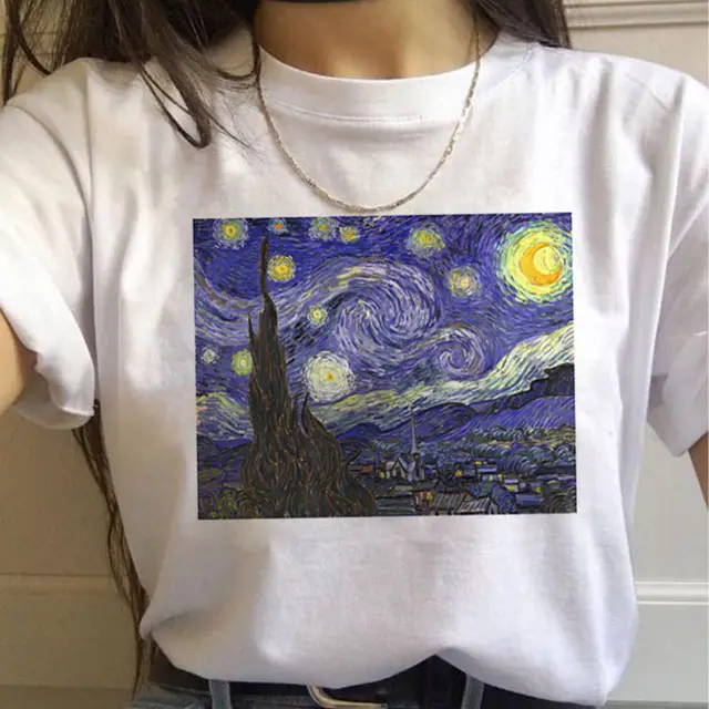 Van Gogh Aesthetic Oil Painting Women's Short Sleeve T Shirt 1 - Shop at LoveMi