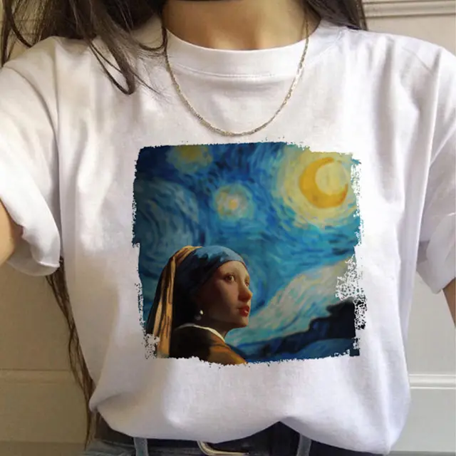 Van Gogh Aesthetic Oil Painting Women's Short Sleeve T Shirt 12 - Shop at LoveMi