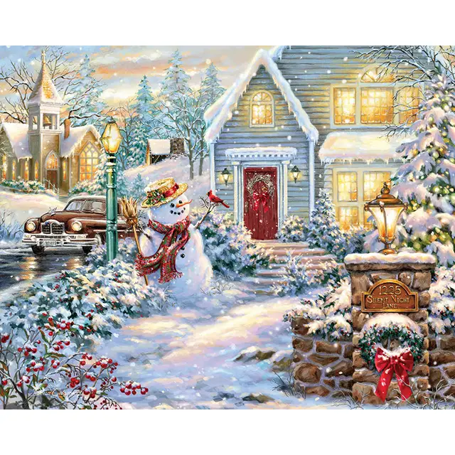 Diamond Embroidery Winter Snowman Embroidery Cross Stitch Home Decoration Color - Shop at LoveMi
