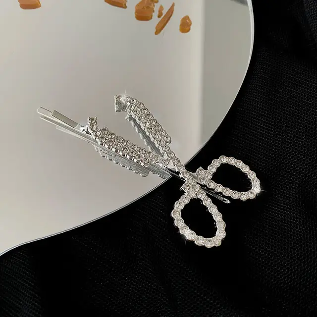 Fashion Creative Scissors Rhinestone Hairpin - Shop at LoveMi