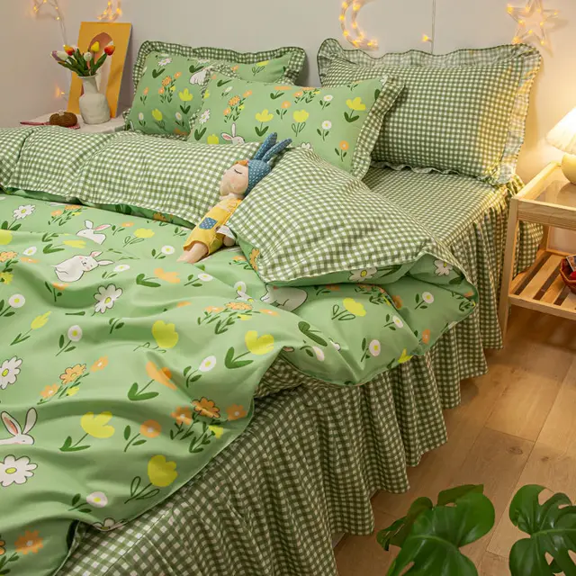 Net Red Girl Princess Style Double Lace Bed Sheet Duvet Cover Happy Pet - Shop at LoveMi