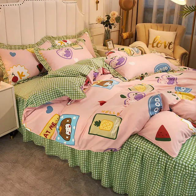 Net Red Girl Princess Style Double Lace Bed Sheet Duvet Cover Rainbow Sweetheart - Shop at LoveMi