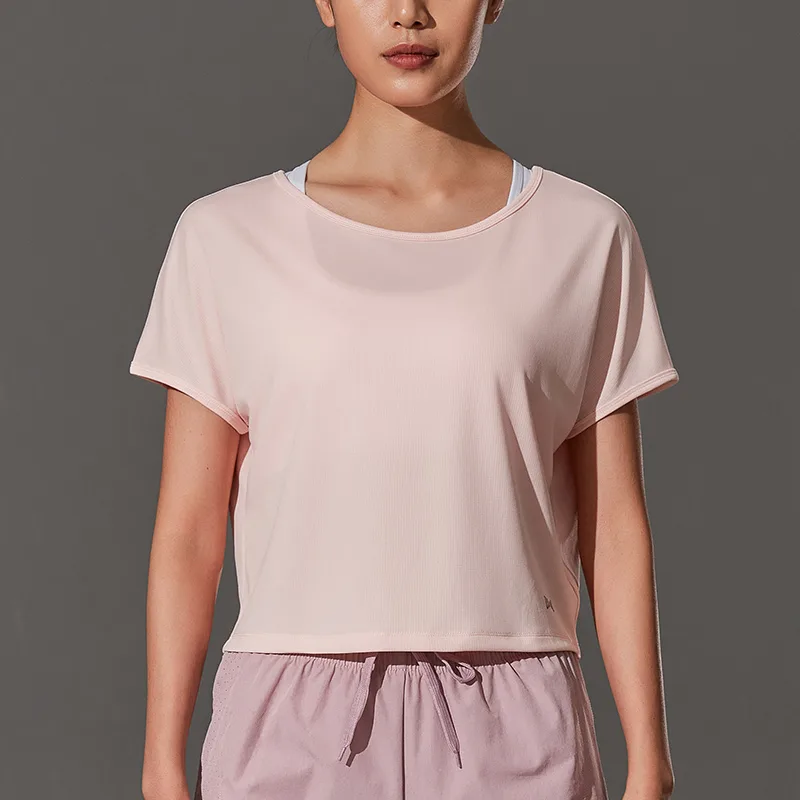 Women's Short-sleeved Sports Fitness Clothing Breathable - Pink