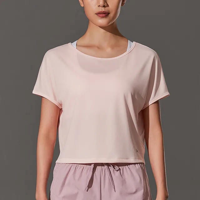Women's Short sleeved Sports Fitness Clothing Breathable Pink - Shop at LoveMi