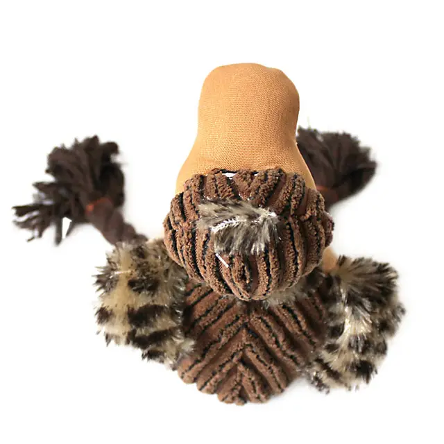 Three Color Corduroy With Cotton Rope Bird Plush Pet Toy Coffee - Shop at LoveMi