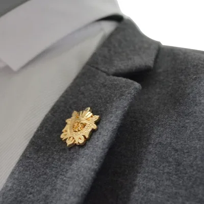 Men'S Temperament Crown Shield Shirt Pin Light Gold - Shop at LoveMi