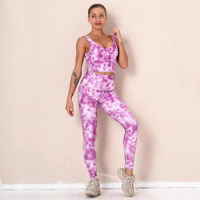 New Digital Printing Tie Dye Hip Yoga Suit Purple - Shop at LoveMi