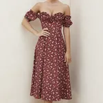 Burgundy with white/cream small floral print