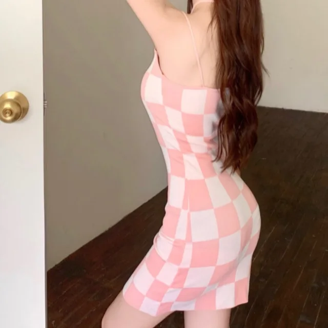 Summer New Sexy Dress Design Sense Hanging Neck Sling Bag Hip Skirt Short Crop Top Matte Flour Suspender Skirt - Shop at LoveMi