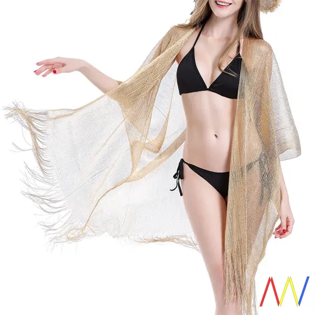 Tassel Gold Bikini Cover Up Sexy Beach Dress For Women Beach Gold Yellow - Shop at LoveMi