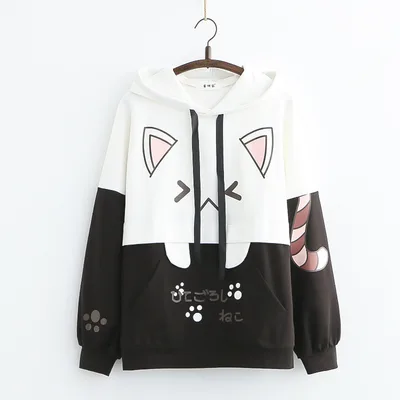 Embroidered Rabbit Ears Thin Hooded Long sleeved Pullover Sweater Women Black Thin - Shop at LoveMi